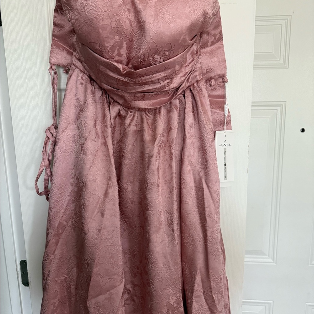 Pink Sweetheart Bishop Sleeve Prom Gown